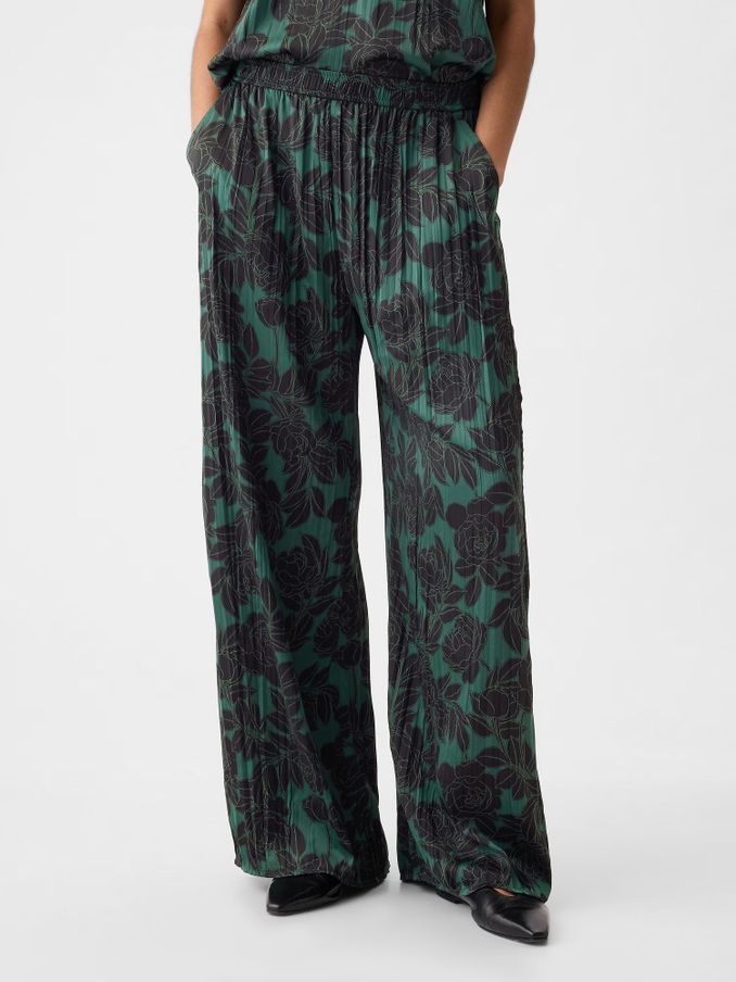 Green Crinkle Texture Satin Trousers (B65782) | £22