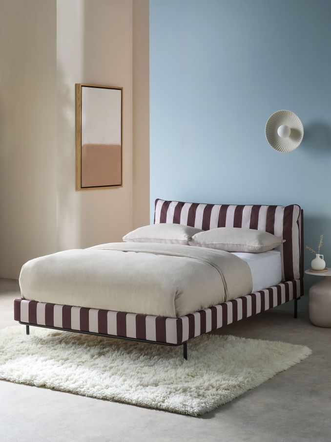 Harlow Bed Frame in Velvet in Brown Stripe (B66628) | £599 - £699