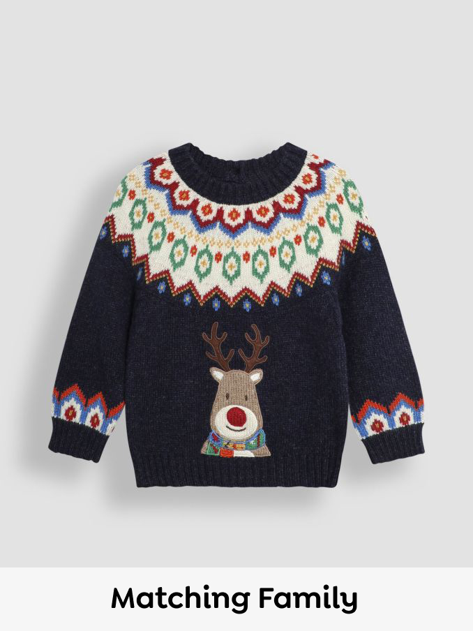 Navy Reindeer Christmas Reindeer Jumper (B66714) | £18