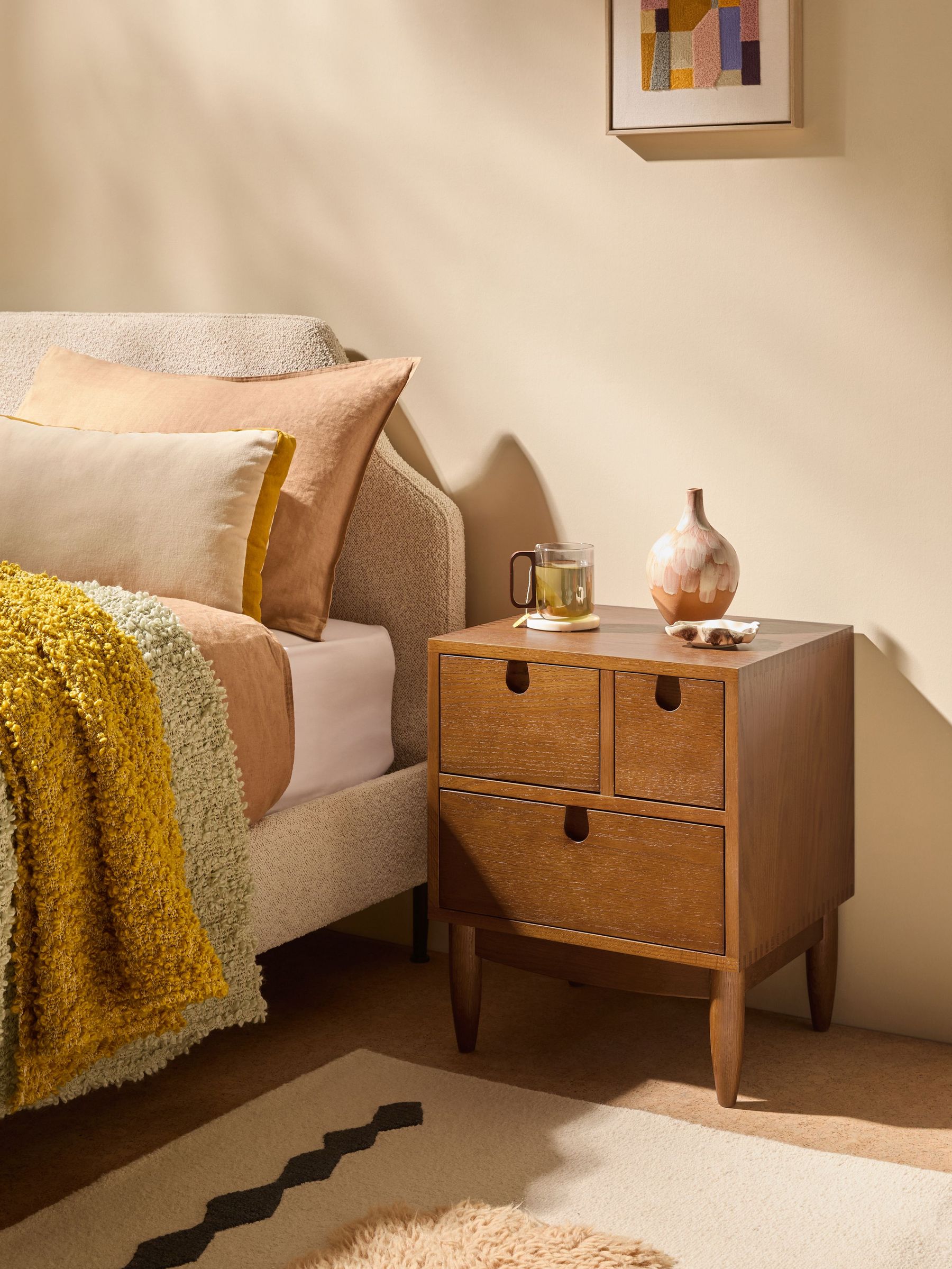 Penn 3 Drawer Bedside Table in Dark Oak (B68389) | £349