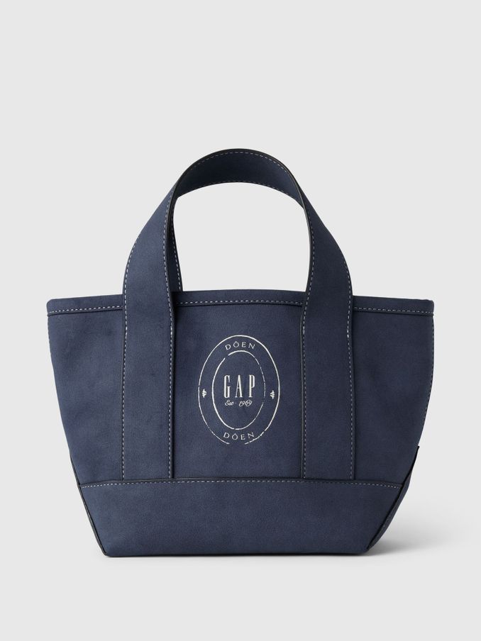 Navy Blue DÔEN Vegan Suede Logo Tote Bag (B68585) | £25