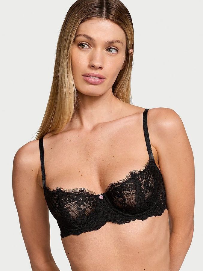 Black Unlined Balcony Lace Bra (B68638) | £45