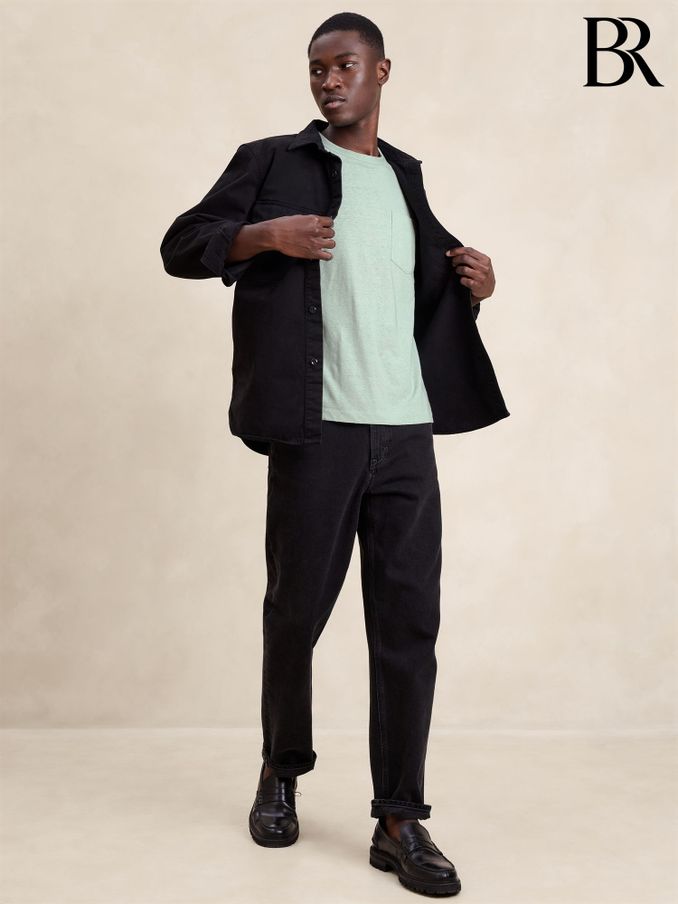 Banana Republic Green Linen-Cotton Crew Neck T-Shirt (B69316) | £45