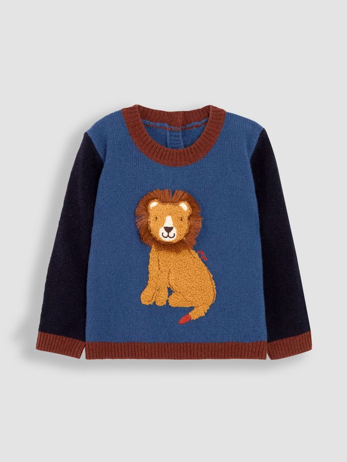 Navy Lion Colour Block Lambswool Jumper (B69353) | £14