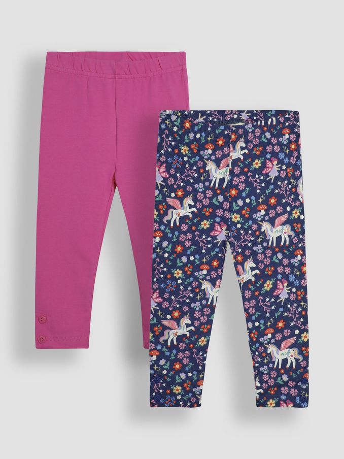 Navy Blue Unicorn Floral 2-Pack Autumn Ditsy Floral Leggings (B69482) | £22