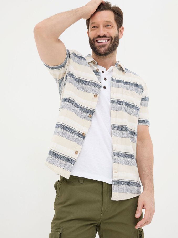 Blue Short Sleeve Milo Stripe Shirt (B69554) | £28