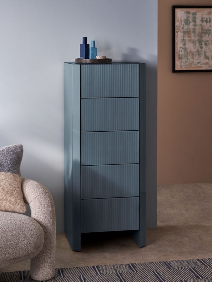 Eleni 5 Drawer Chest of Drawers in Blues (B69701) | £599