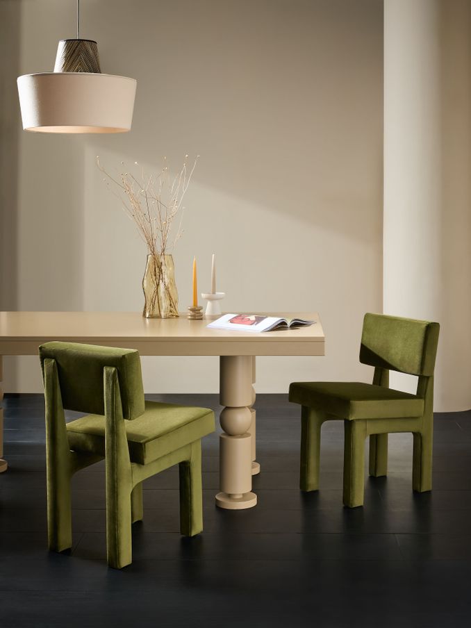 Set of 2 Savea Dining Chairs in Velvet in Pistachio Green (B69706) | £399