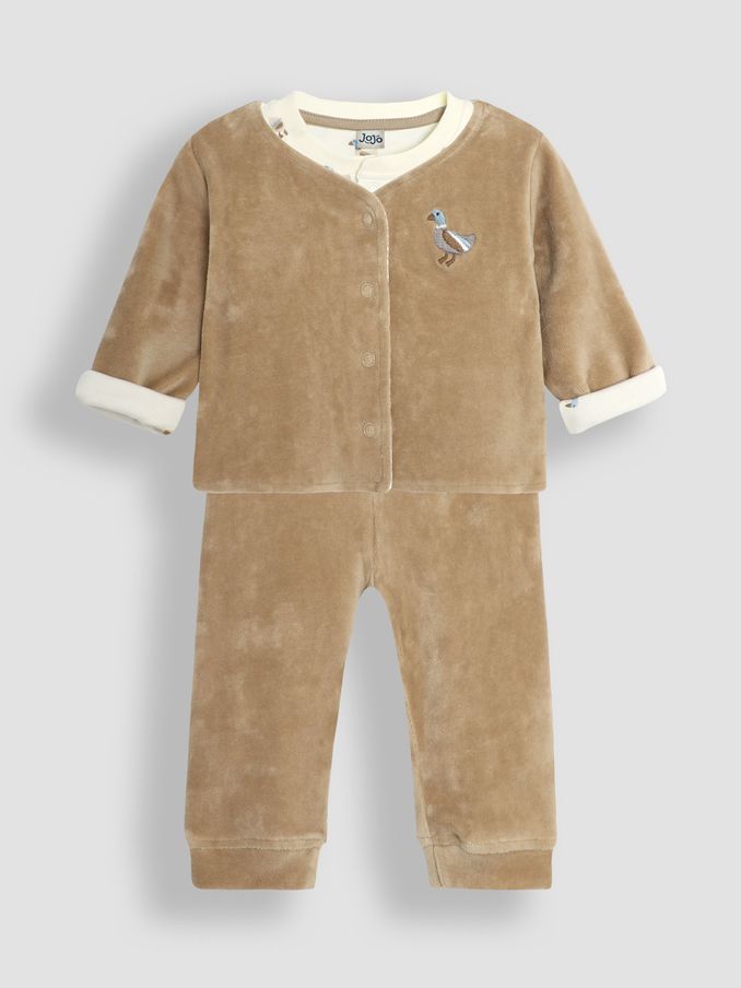Brown Baby Duck Velour Set 3 Piece (B70056) | £12
