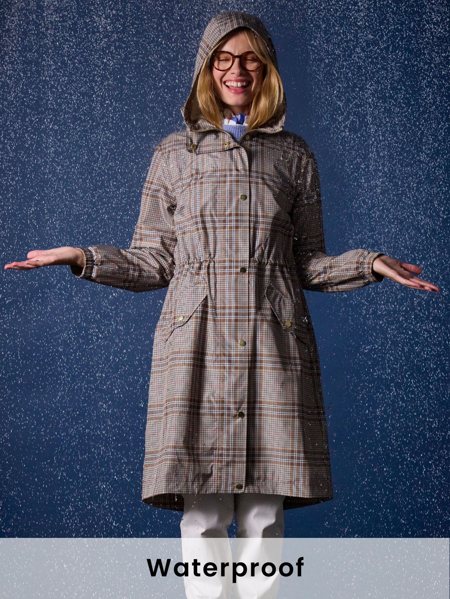 Holkham Tan Check Waterproof Packable Raincoat With Hood (B70479) | £75