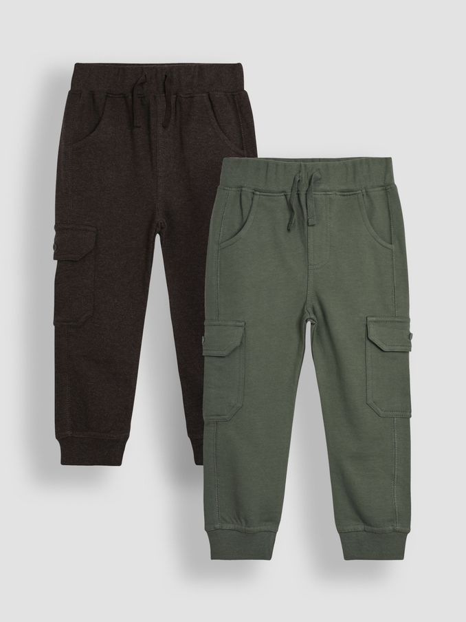 Khaki Green & Brown Marl Cargo 100% Cotton Joggers 2 Pack (B70841) | £11