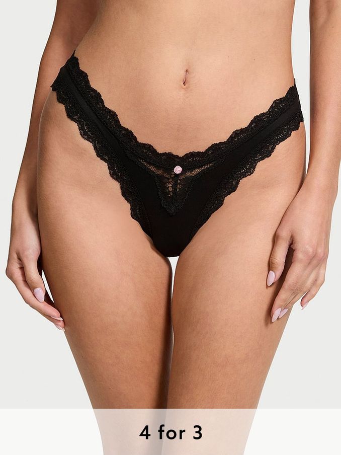 Black Lace Trim Brazilian Knickers (B70973) | £14
