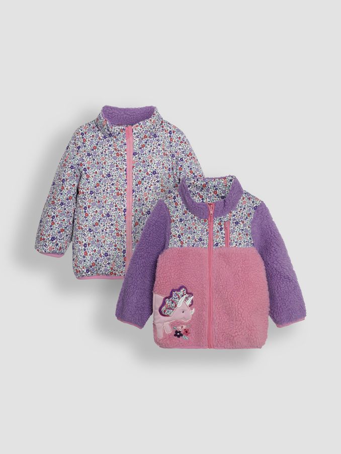 Lilac Purple Dino Reversible Hooded Teddy Fleece (B71008) | £17