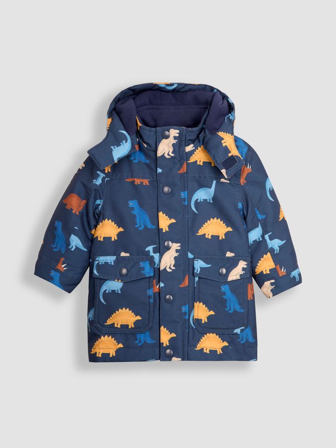 Navy Blue Dinosaur Detachable Hood Print Parka (B71860) | £49.50 - £51.50