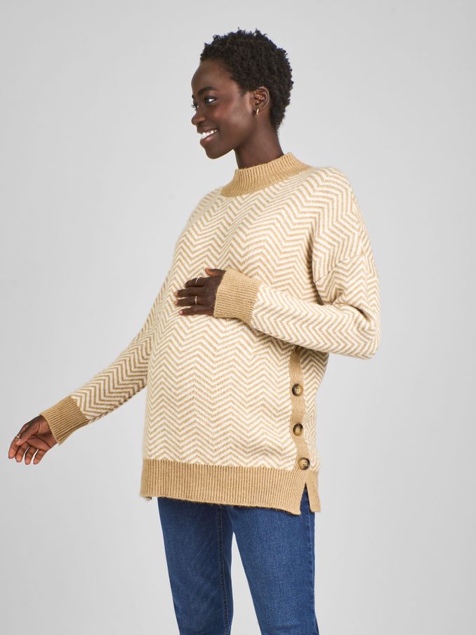 Caramel Brown Turtle Neck Maternity & Nursing Jumper (B72099) | £15