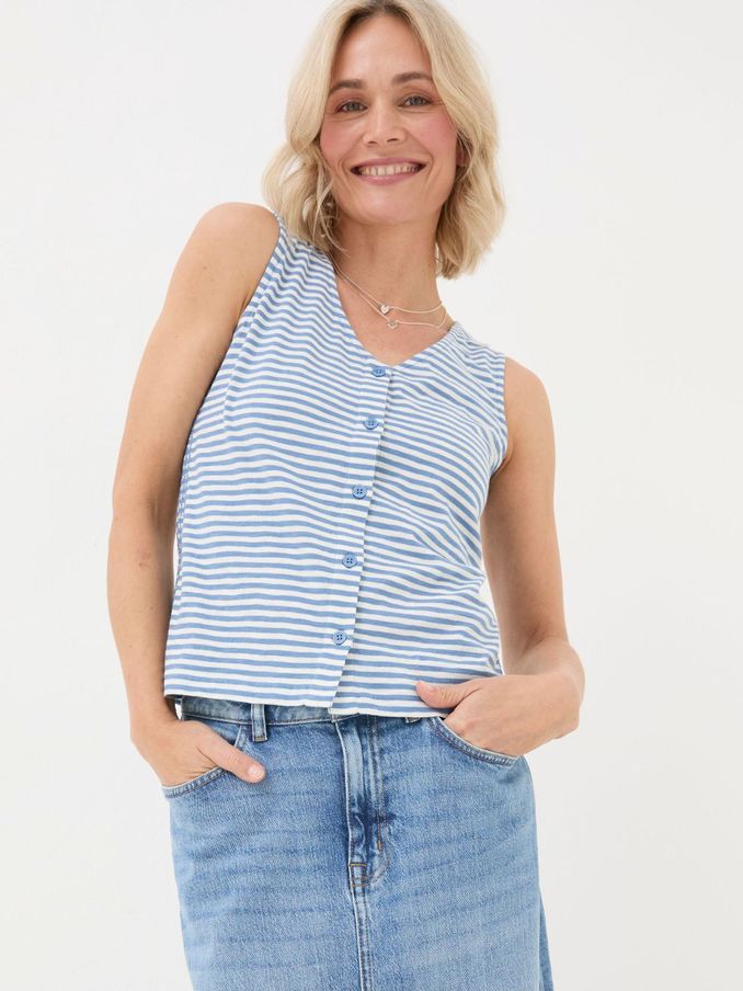 Claudia Blue Stripe Button Tank (B72243) | £18