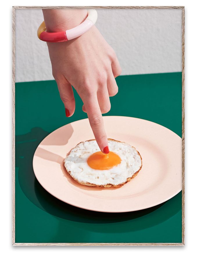 Paper Collective Green Fried Egg Framed Wall Art Print in Natural Oak Frame (B72255) | £70 - £110