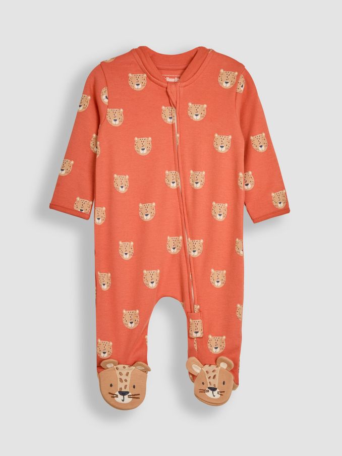 Rust Leopard Print Zip Sleepsuit (B72918) | £12