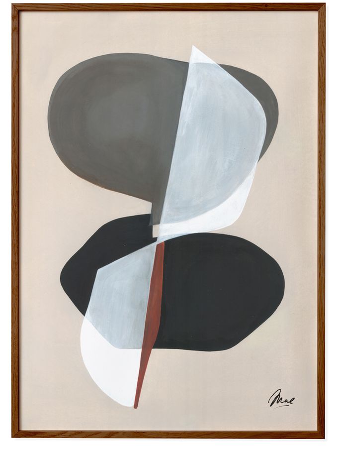 Paper Collective Grey Composition 01 Framed Wall Art Print in Dark Oak Frame (B72937) | £70 - £110