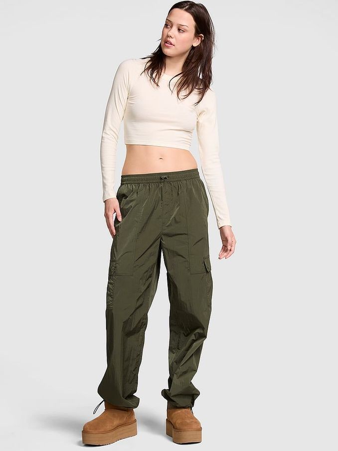 Olive Green Parachute Cargo Trousers (B73133) | £24