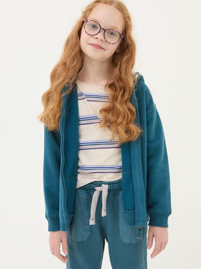 Dark Teal Blue Owl Zip Through Hoodie (B73494) | £14
