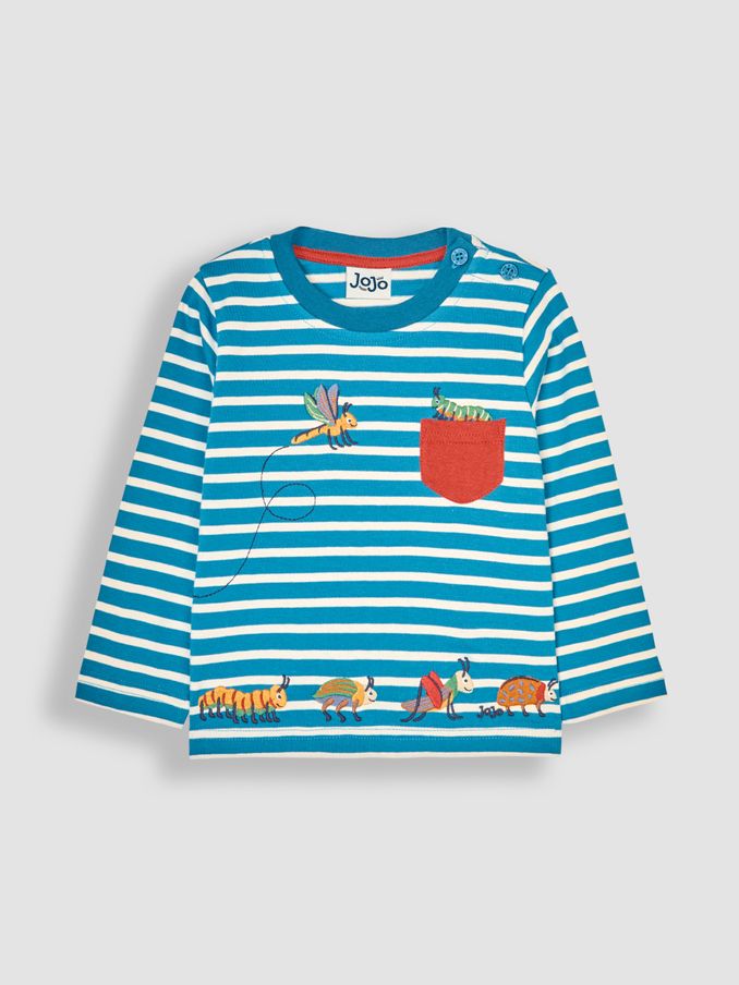 Teal Bug Appliqué Pocket Top (B74330) | £9