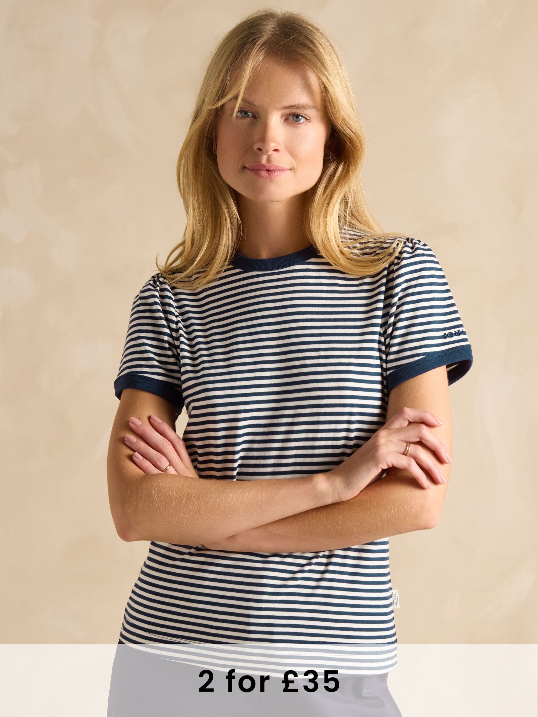 Erin Navy Short Sleeve Striped T-Shirt (B74698) | £24