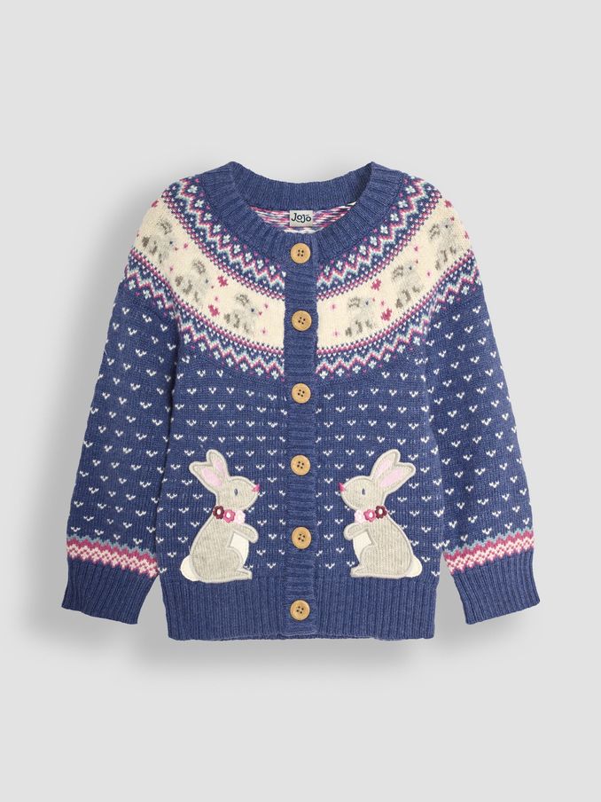 Blue Bunny Knit Fairisle Pattern Cardigan (B74814) | £14