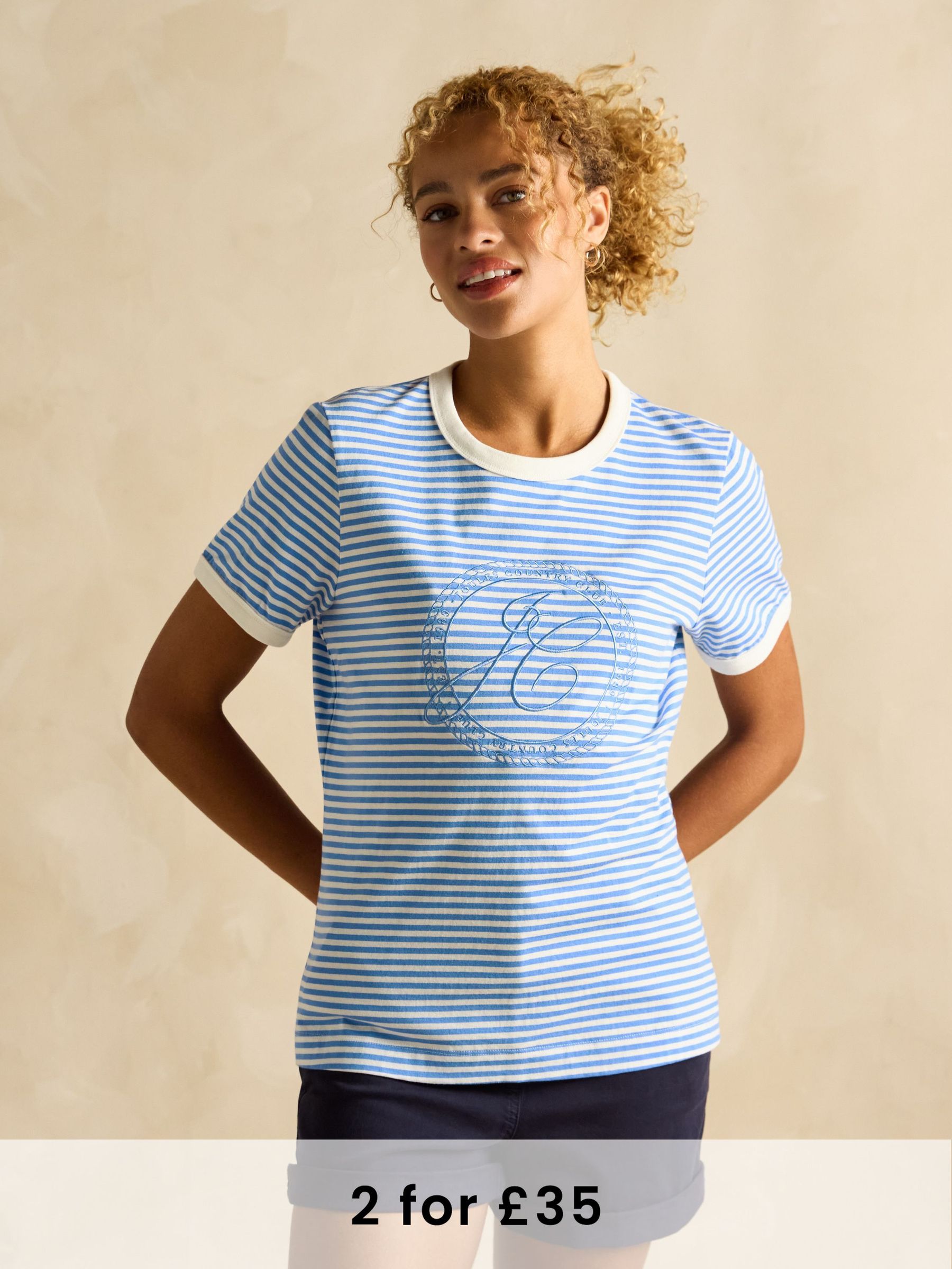 Kitsford Blue/White Embroidered T-Shirt (B74980) | £24