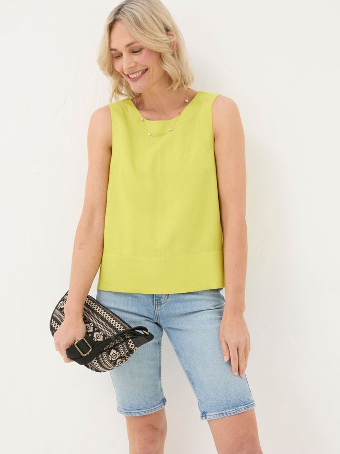 Aditi Green Linen Blend Top (B75180) | £26