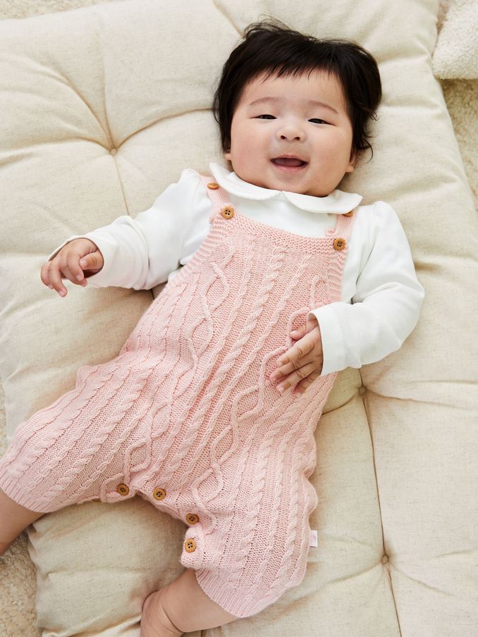 Pink Knitted Dungarees & Top Set (B75640) | £32