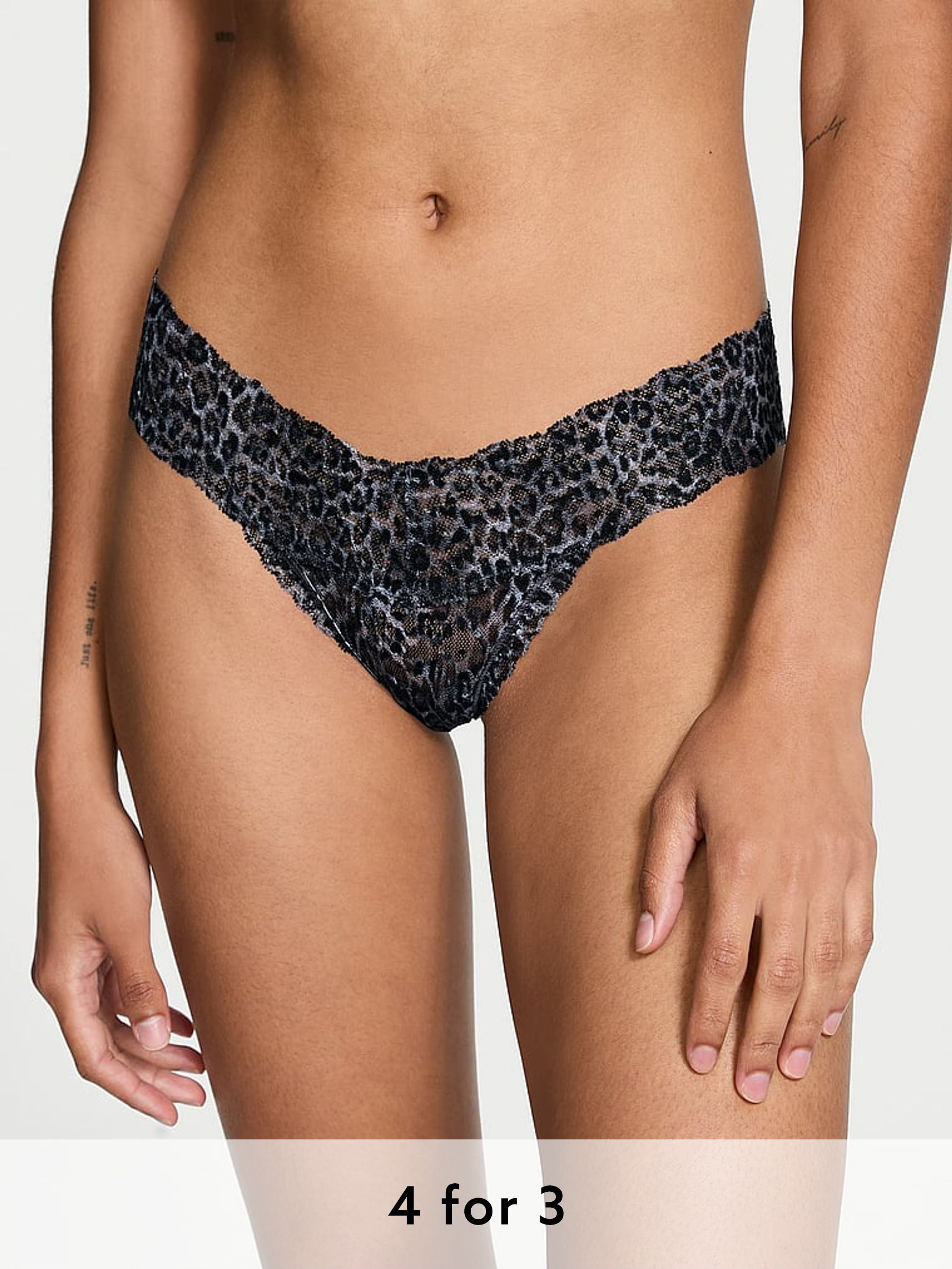 Tornado Grey Leopard Thong Knickers (B75708) | £9