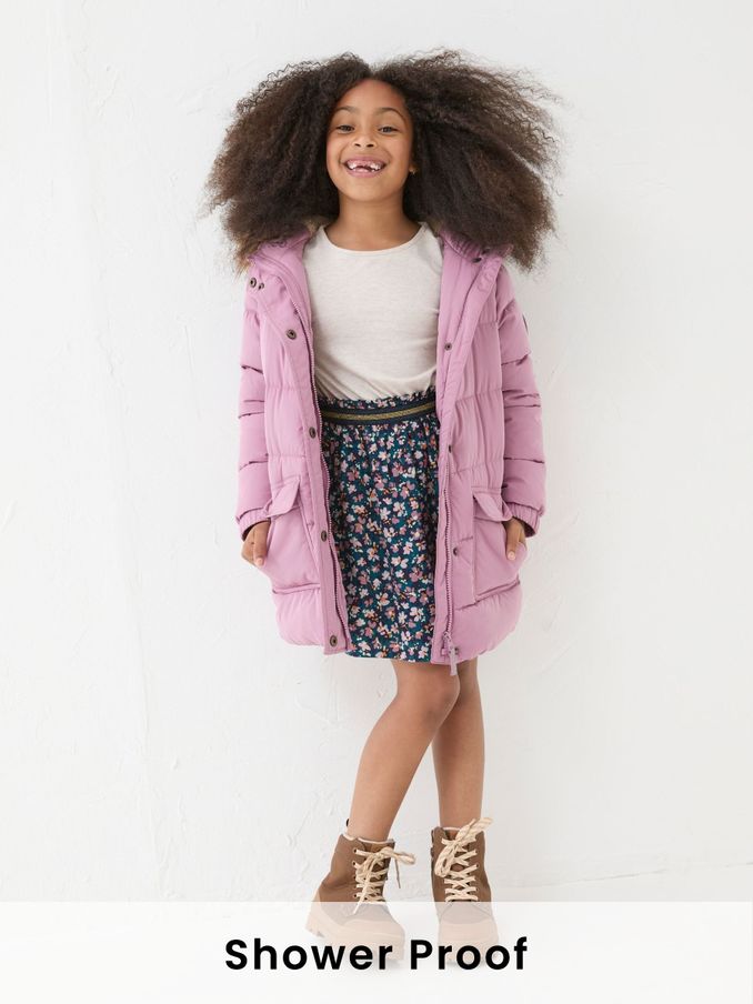 Lily Dusky Purple Longline Padded Coat (B76016) | £38