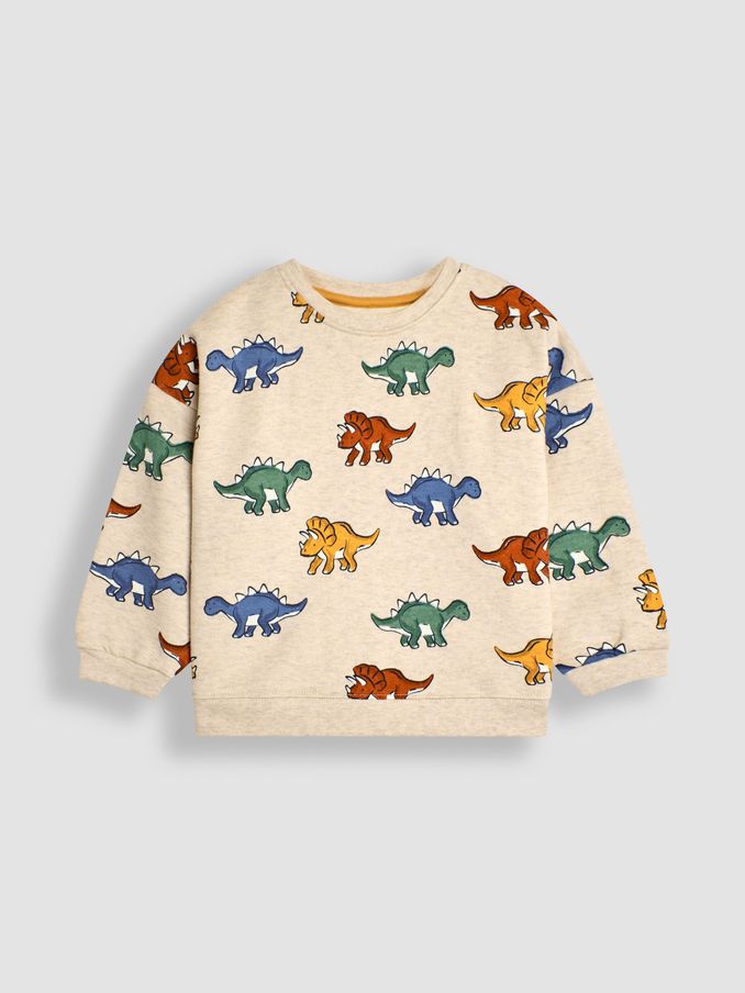 Natural Dinosaur Construction Vehicle Print Sweatshirt (B76330) | £12