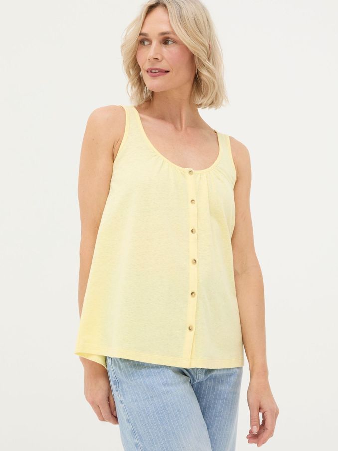 Flora Yellow Cotton Linen Vest (B76777) | £20