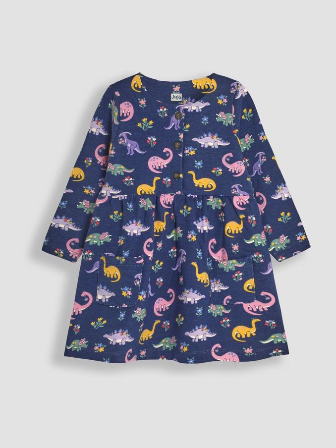 Navy Blue Dino Button Front Dress (B77053) | £11