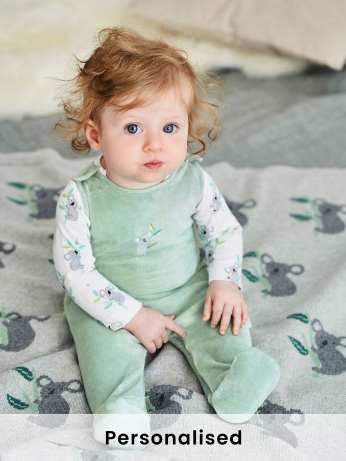 Green Personalised Koala Dungarees Set 2 Piece (B77246) | £34