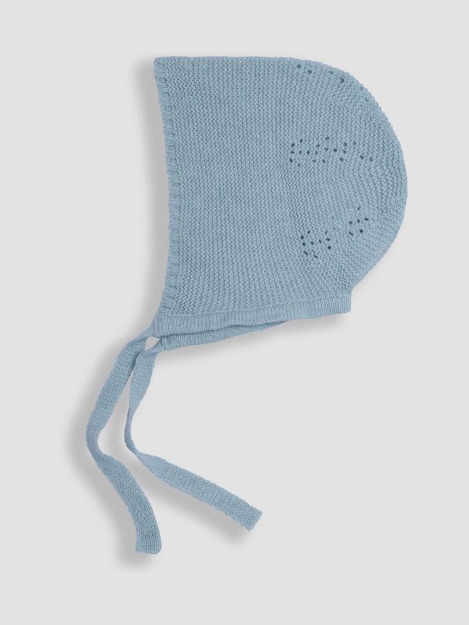 Baby Blue Knitted Baby Bonnet (B77374) | £5
