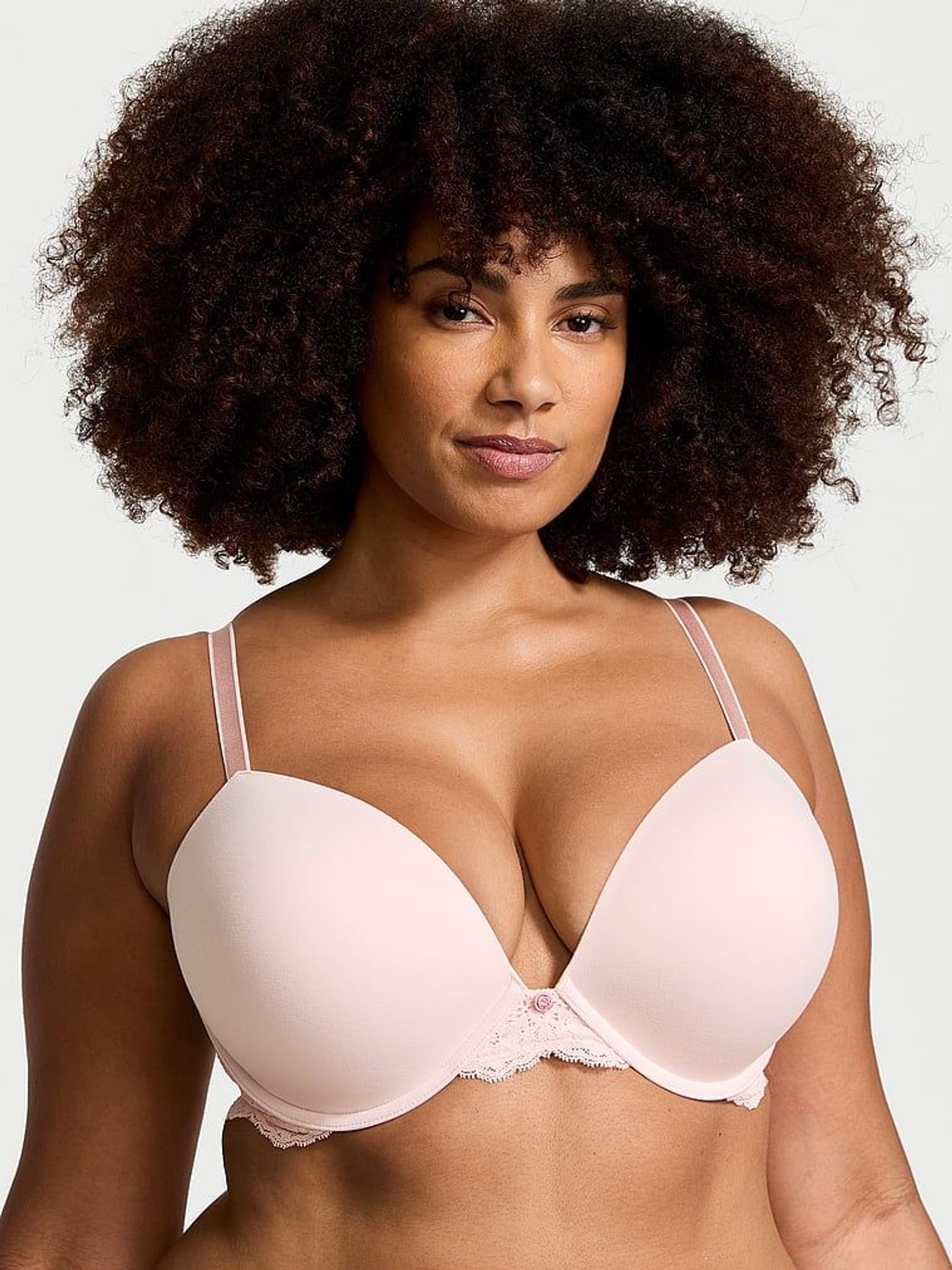 Purest Pink Lace Trim Push Up Bra (B77944) | £45