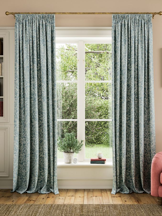 Twilight Ditsy Set of 2 Duck Egg Pencil Pleat Curtains (B78212) | £95 - £150
