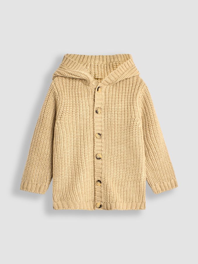 Natural Knit Hooded Cardigan (B78919) | £12