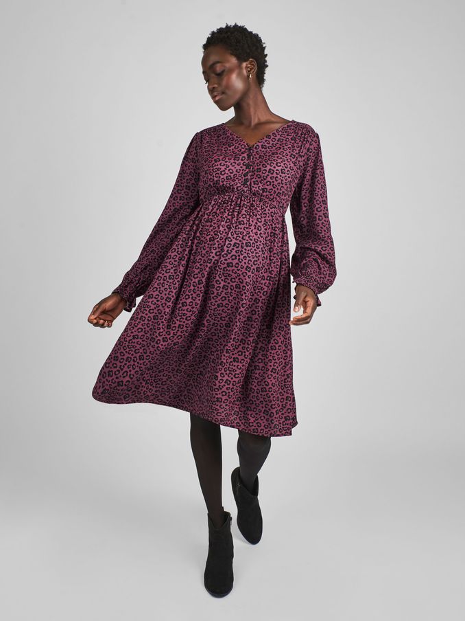 Pink V-Neck Maternity Mini Dress (B79122) | £24