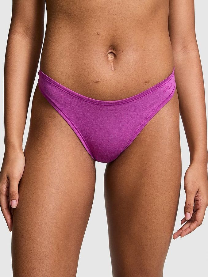 Deep Berry Purple Thong Cotton Cheeky Knickers (B79887) | £4