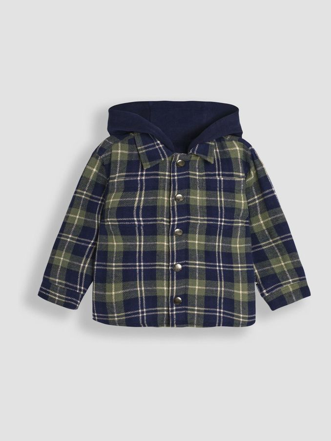 Navy Blue Check Hooded Jacket (B80078) | £21