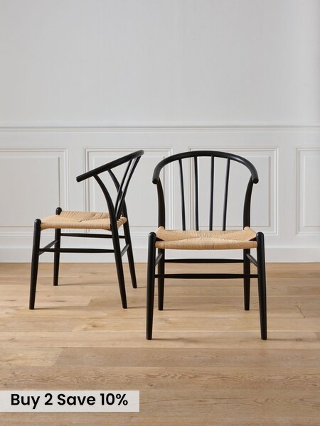 Set of 2 Black Bray Dining Chairs (B80486) | £399