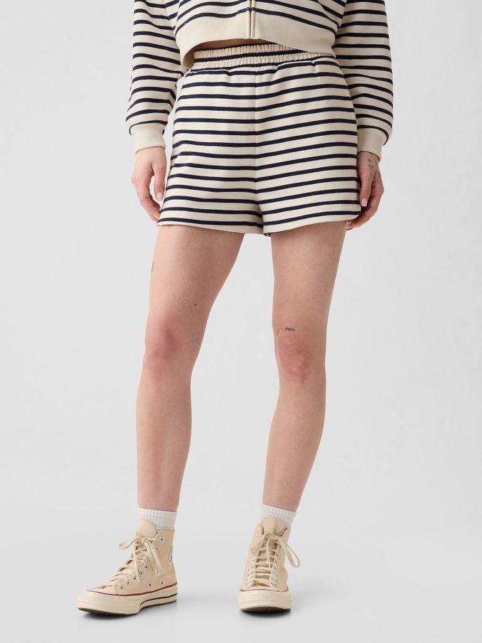 Off-White & Black Stripe Vintage Soft Dolphin Hem Shorts (B80621) | £12