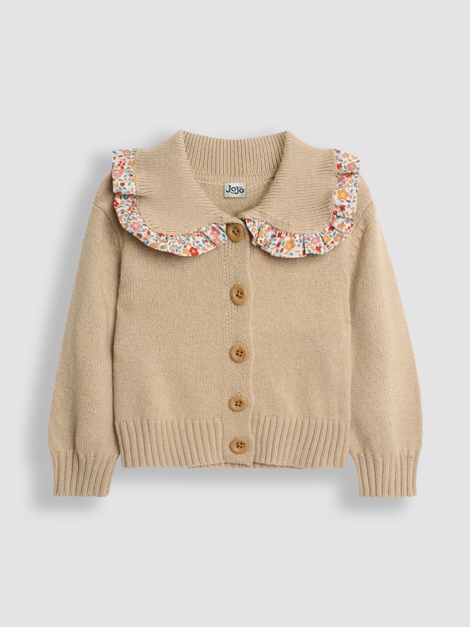 Natural Frill Collar Cardigan (B80671) | £18
