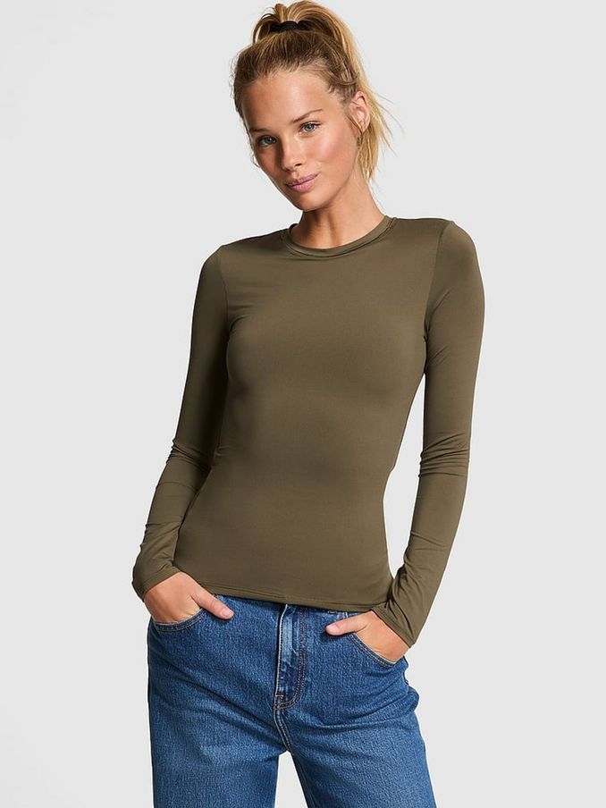 Olive Green Long Sleeve Soft Stretch T-Shirt (B81741) | £14