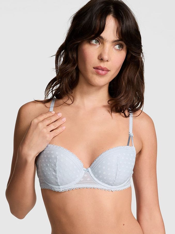 Hydrangea Blue Dainty Dot Balcony Lace Bra (B81973) | £14