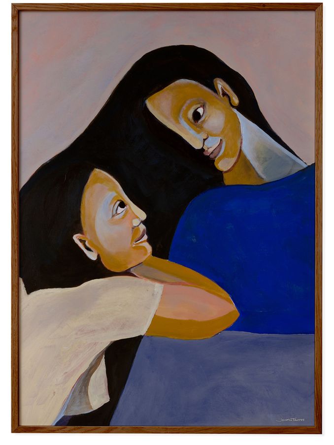 Paper Collective Blue Sisters II Framed Wall Art Print in Dark Oak Frame (B82189) | £70 - £110